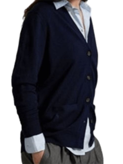 Cardigan da donna in misto lana , scollo a V, tasche applicate, colore navy POLO RALPH LAUREN | 211972138004